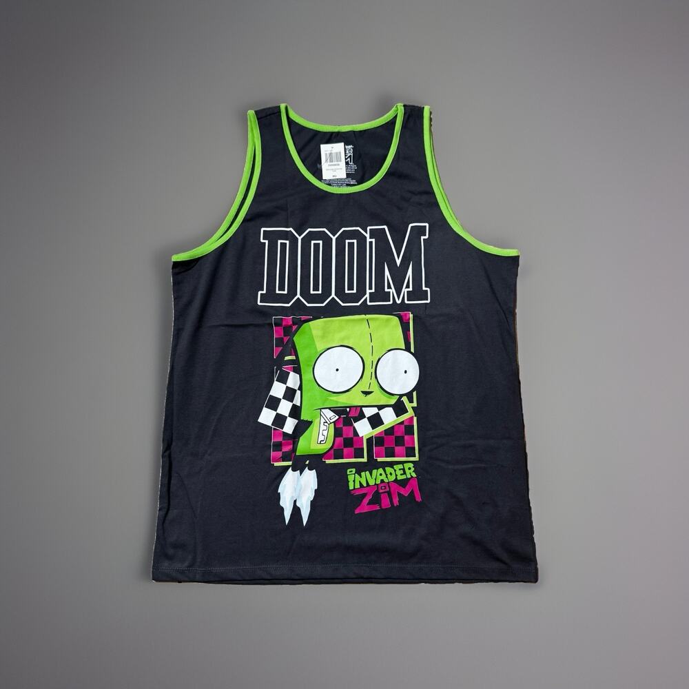 Invader Zim Doom Checkerboard Tank Top Gray Size MEDIUM New